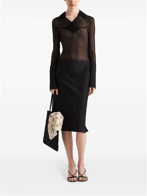 prada mesh dress|Mesh midi dress in black .